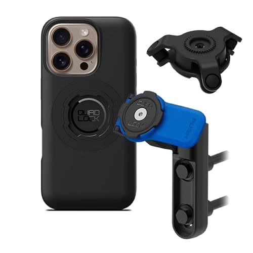 QUAD LOCK Soporte de Teléfono para Freno/Embrague de Moto con Amortiguador de Vibraciones y Funda mag para iPhone 16 Pro