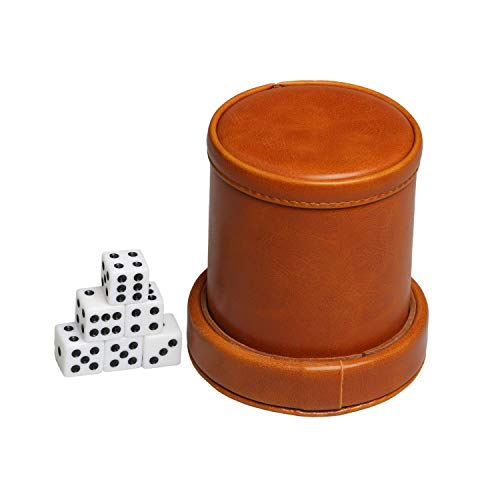 Reriver UNKNOWN Leatherette Dice Cup With Lid Includes 6 Dices, Velvet Interior Quiet In Shaking For Liars Dice Farkle Yahtzee Board Games thumb #6