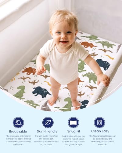 Image of Pack and Play Sheets, Buttery Soft Graco Pack n Play Sheets Fitted for Boys and Girls - Stretchy Microfiber Mini Crib Sheets 2-Pack