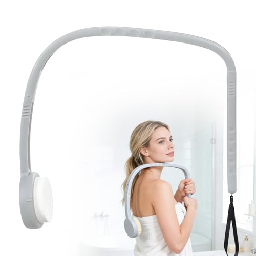 Brosse à dos à long manche – Aide ergonomique à la douche et à la crème pour le dos | 2 formes (courbée/droite) | Avec éponge de massage | Idéal pour...