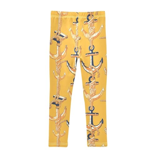 KLL Ocean Design Marine Ocean and Rope Saffron Little Girls Legging Soft High Waisted Sweatpants Gym2