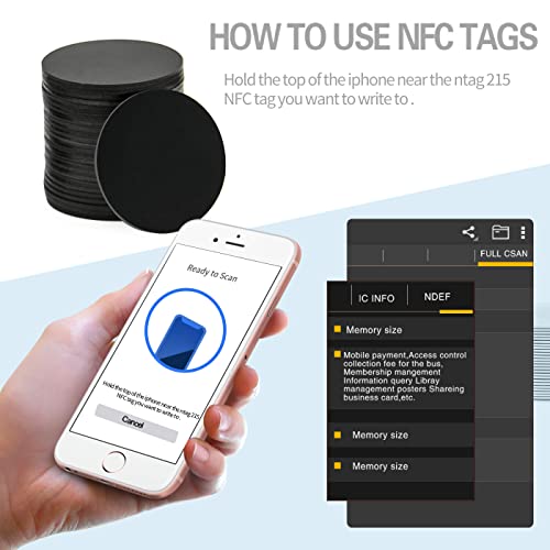 Image of 10pcs Black NTAG215 NFC Tags Round 25mm(1inch) NFC Business Card,Blank Waterproof PVC NFC Cards Tags,Compatible with NFC Enabled Mobile Phones & Device