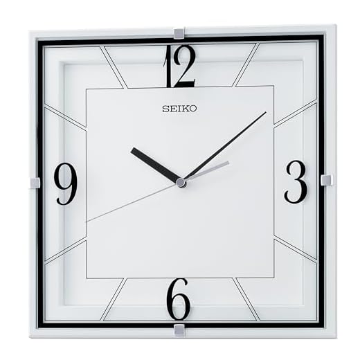 SEIKO Lanvin Non Ticking Wall Clock, White, 11 Inch