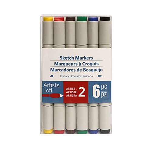 Bold Primary Sketch Markers By Artist's Loft 6 Piece Set #TOP2