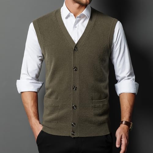 100% Wool Sweater Menv-Neck Sweater Men Cardigan Vest Spring and Autumn Basic2