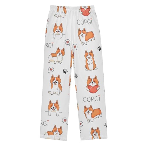 Boys' Pants Corgi Puppies Dog Long Bottoms Jogger Pants Elastic Waist Trousers with Pockets S-XL
