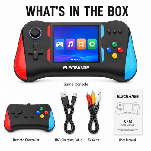 Image of Video Game for Kids 500 in 1 Retro Game Box with 3 in Display ,Handheld Game Box with TV Output Can Play On TV, Games Like Contra, Tank Etc (Multicolour) (X7M with Remote)
