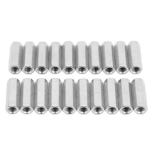 20 Pcs Hex Coupling Nut M5x0.8 25mm Length Stainless Steel Threaded Rod Connectors for Install Bolts Studs Mechanical Screws
