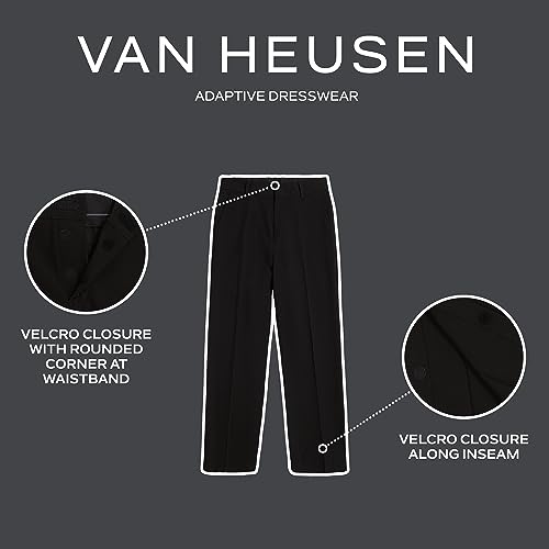 Van Heusen Boys' Adaptive Flex Stretch Flat Front Dress Pants, Velcro Closure At Waist & Leg Opening3