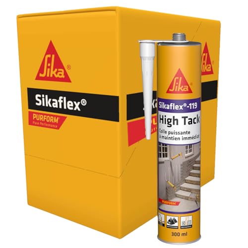 SIKA - Colle puissante - Sikaflex-119 High Tack Purform, Blanc - Collage d’objets lourds - Intérieur et extérieur - Maintien immédiat élevé - Carton de...