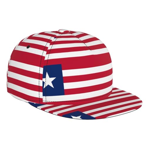 WSSYYBF Casquette de baseball drapeau du Libéria. Casquette unisexe à bord plat, imprimé sur toute la surface, casquette de baseball réglable noire