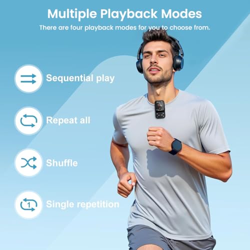 Image of AUDIOCULAR X20 Clip MP3 Music Player Bluetooth 5.3 with FM Radio Voice Recorder E-Book Video Player Pedometer Alarm Clock Portable Music Player 32GB Expandable to 128GB (Black)