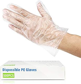 500PCS Disposable Plastic Gloves, Latex Free Powder Free Clear Polyethylene Hand Gloves Non-Sterile