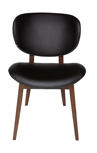 SK Designer Living Nobu Dining Chair | Walnut Legs - Black PU Leather