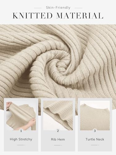 Image of ATHMILE Women's 2026 Fall Long Sleeve Pullover Ribbed Knit Sweater Low Mock Neck Slim Fit Basic Casual Tee Tops