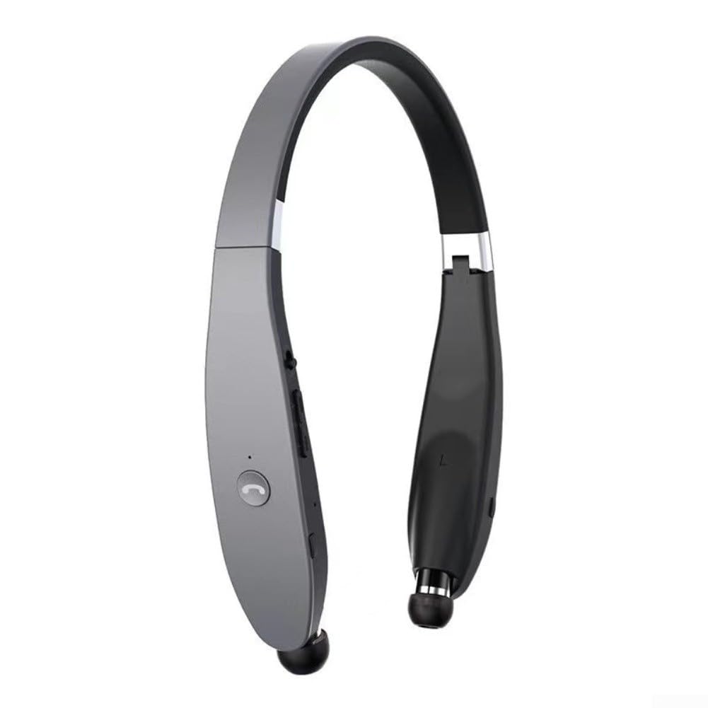 Auricolari sportivi senza fili 150H per batteria IPX7 impermeabile senza fili (nero) | Design retrattile, senza grovigli, struttura pieghevole, portatile per attrezzatura da viaggio, struttura leggera in ABS