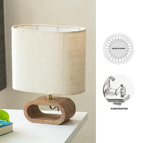 Image of Exclusivelane 'Stacked Geometry' Decorative Wooden Table Lamps for Home Decoration Table Lamp for Bedroom Bedside Lamp for Living Room (12.6 Inches, Mango Wood, Without Bulb) - Incandescent
