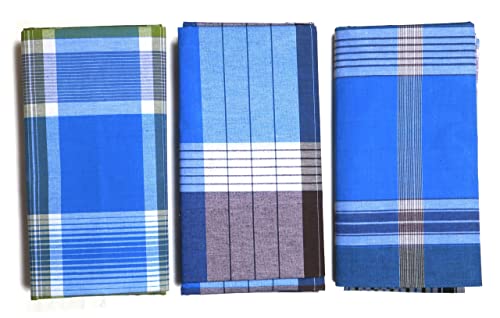 Handloom 100% Cotton Checked Dhoti/Sarong/Wrap lungi for men - (Size_2.25 Meter || Assorted Lungi - 3 Piece Combo Pack), Multicolor, 2 Meter
