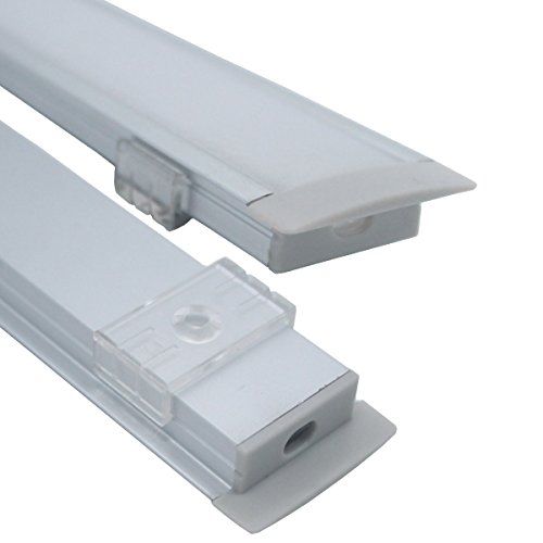 Litever 6-Pack 1M/3.3ft Wide Recess Embeded Aluminum LED Channels with Oyster Diffuser Covers End Caps Mounting Clips for Max 18mm Wide LED Strip Mouning -LL-007-WR-[6 Pack] - Thumbnail 4