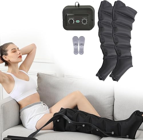 Presoterapia Piernas - Máquina de Presoterapia Profesional para Casa, 6 Cámaras, Drenaje Linfatico Masajeador, Botas De Presoterapia Piernas Completas (negro, 2 piernas)