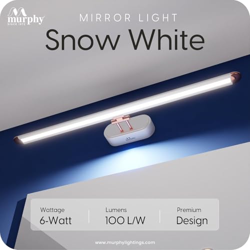 Image of Murphy 6W 3-in-1 Color Chnaging White Finish LED Mirror Picture Wall Light,Bathroom Vanity Led Mirror Light with 2 Year Warranty (Cool White /Warm White /Natural White)-Pack of 5
