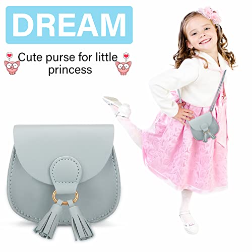 Image of Little Girls Purse for Toddler Kids Girls Leather Crossbody Bag with Tassel (Blue)