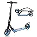 YOLEO Monopattini Adulti, Monopattino Pieghevole Monopattino Ruote Grandi/Kick City Scooter con Doppia Sospensione, Regolabile in Altezza, Carico Massimo 100 kg (Blu)