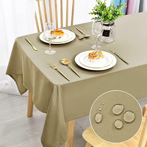 DWCN Grey Tablecloth Water Resistant Table Protector,140x200cm Wipeable Polyester Table Cover for Dinning Table,Wedding,Party