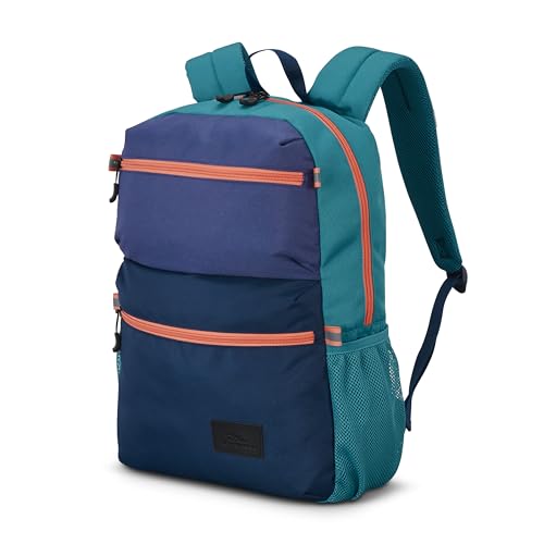 Image of High Sierra Everclass Backpack - Travel or Work Laptop Bookbag with 360 Reflectivity, Dual Water Bottle Pockets & Fits Laptops Up To 15.6 inch, One Size, Dusk Purple /True Navy /Sea
