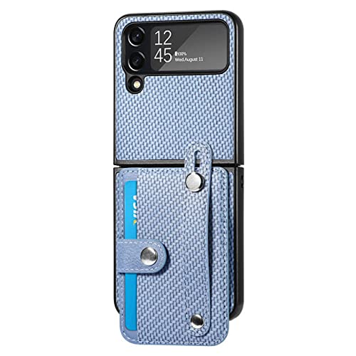 Étui portefeuille pour Samsung Galaxy Z Flip 4 antichoc bleu avec support