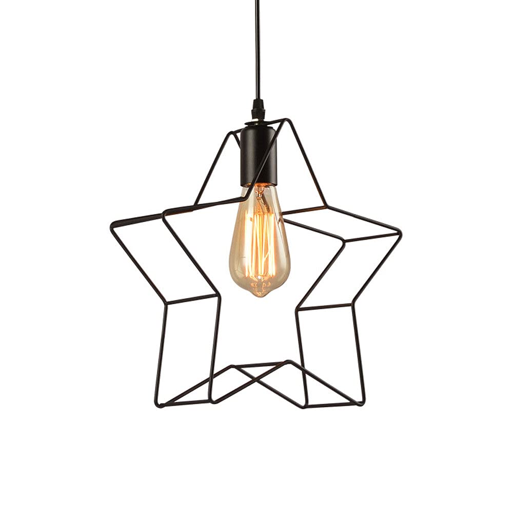 Lustre moderne en fer E27 en forme d'étoile noire pour îlot de cuisine