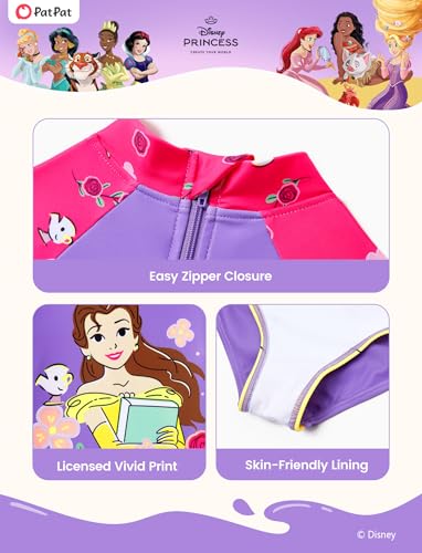 Image of Disney Frozen Stitch Princess Minnie Mouse Girls Swimsuit Long Sleeve Rashguard UPF 50 One Piece Bathing Suit Size 3M-13Y