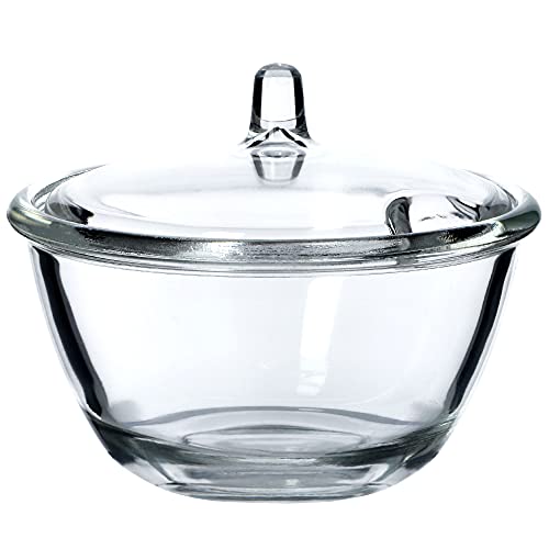KADAX Sucrier en verre, bol à épices avec couvercle ergonomique, récipient en verre transparent pour sucre, pot à épices avec fond renforcé, bol à sucre...
