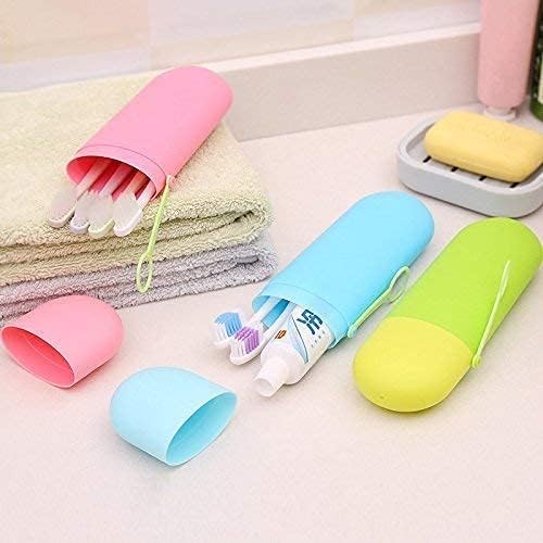 WEHXZP Anti Bacterial Oval Shape Capsule Portable Travel Toothbrush Storage Case Container Outdoor Toothpaste Holder Bottle Stationery Box Cosmetic Storage Box (Multicolor) Pack of (4) 2