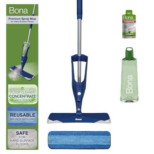 Bona Multi-Surface Floor Premium Spray Mop - Includes Multi-Surface Floor Cleaner Concentrate and Machine Washable Microfiber Cleaning Pad - For Stone, Tile, Laminate and Vinyl LVT/LVP Floors