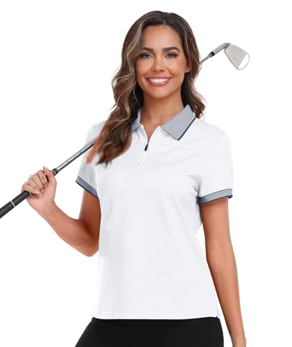 Little Beauty Womens Golf Shirt Short Sleeve Collared Polo Shirts for Women Zip Up Dry Fit Workout Tops3