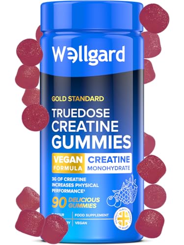 Wellgard Creatine Gummies - Vegan, 3000mg True Dose Creatine Monohydrate Gummies, Increases Physical Performance, Lab Certificate on Product Page, 90 Gummies