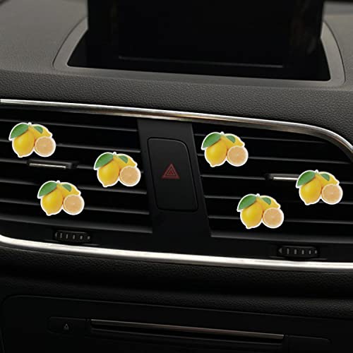 Image of Lemon Car Air Fresheners Vent Clips, 6 Pcs Lemon Scented Air Vent Clips Car Diffuser Vent Clip Long Lasting Car Interior Decor Charm Car Decoration Cute Car Accessories for Women Girls
