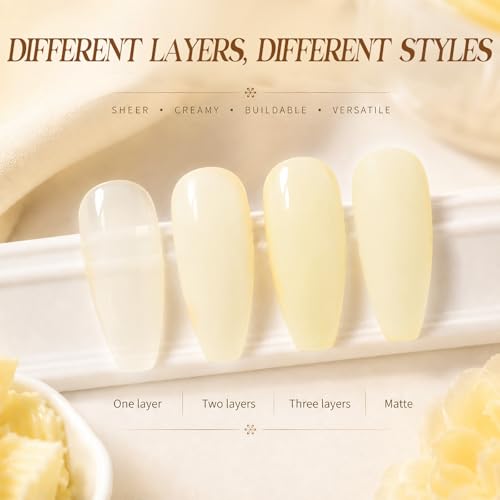 Image of Beetles Butter Veil Yellow Jelly Gel Nail Polish, 15ML Butter Yellow Gel | Sheer Gel Polish Base Color Nail Concealer Translucent Effect Soak Off UV DIY Nail Art Manicure Gift for Women