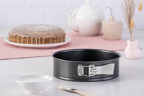 Dr. Oetker Springform Ø 24 cm, Backform mit Flachboden, runde Kuchenform aus Stahl mit Antihaftbeschichtung (Farbe: schwarz), Menge: 1 Stück – Ansicht 2