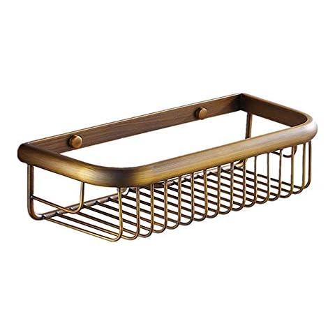Kelelife ASDFG Estante de ducha para baño, 11.8 pulgadas, organizador de ducha de latón antiguo, montado en la pared Cover