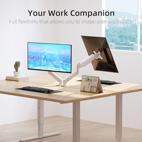 Image of Suptek Dual Monitor Mount Stand-Height Adjustable Gas Spring Monitor Arm Desk Mount for 2 Monitor Screens 17 to 32 inches - Each Arm Holds up to 22lbs,White(MD8SPW)