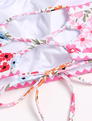 Image of ZAFUL Women Strapless Textured Bandeau Bikini 2 Piece Swimwear Cheeky Solid Lace up Bathing Suits