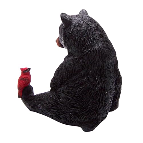Figura Decorativa de Oso Negro con Cardenal, 5 Pulgadas miniatura 2