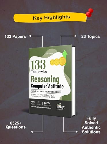 Image of Disha 133 Topic-wise Reasoning & Computer Aptitude Previous Year Question Bank for IBPS / SBI / RRB / RBI Bank Clerk / PO Prelim & Main Exams (2015 - 2026) 10th Edition | 100% Solved PYQs