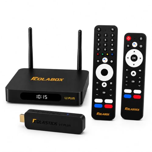 COLASTICK V1 Plus and COLA Box L2 Plus 2026 Combo Indoor and Outdoor Smart TV Entertainment Devices with HDMI Cable Remote Control and User Manual