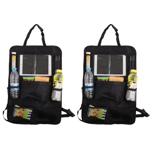 ASelected 2PCS Car Seat Organiser, Car Back Seat Organizer for Kids, Car Organiser Back Seat for up to 10 inch iPad, Kids Back Seat Organiser to Storage Toys, Books, Drinks - Black