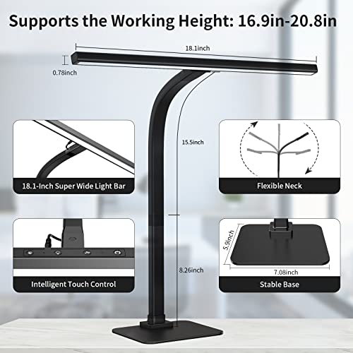 Eppiebasic Led Desk Lamp, Architect Desk Lamps For Home Office, 12W Dimmable & 6 Color Modes Extra Bright Modern Table Lamp With Base, Auto Dimming Overhead Desk Lighting For Workbench Monitor #TOP3