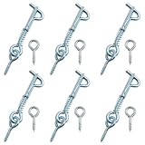 Lovelysp 6PCS 2-inch Galvanized line Door Hook Eye Latch with Spring Lock Hook Eye Type Lock gate Spring...