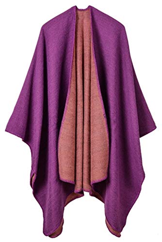 YACUN Damen Winter überdimensioniert Decke Poncho Cape Schals Lila Cover